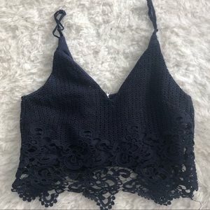 House of three crochet crop top